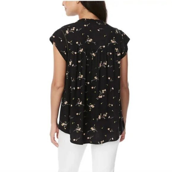 - "NWT" Buffalo David Bitton Woven printed Jacquard Flutter Sleeve Top- Size L - Picture 2 of 14